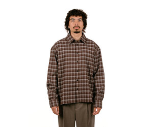Olaf Flannel Boxy Shirt Chocolate Plum / Windsurfer - GRAIL