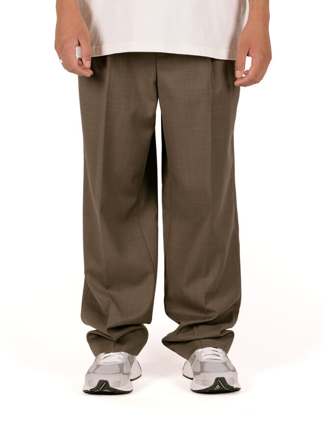 Regular Wool Pleated Pant Chocolate Chip