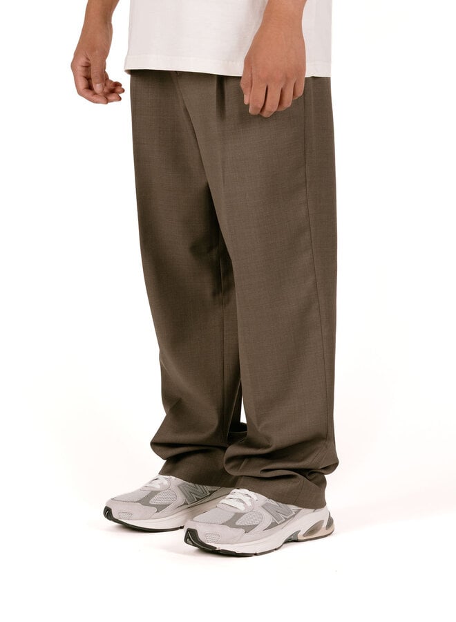 Regular Wool Pleated Pant Chocolate Chip