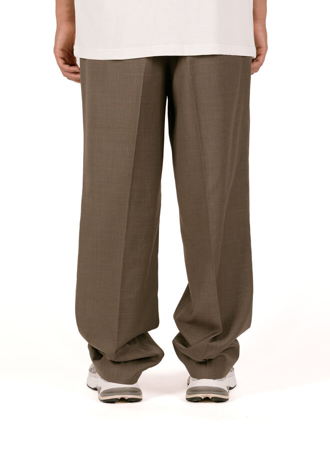 Regular Wool Pleated Pant Chocolate Chip