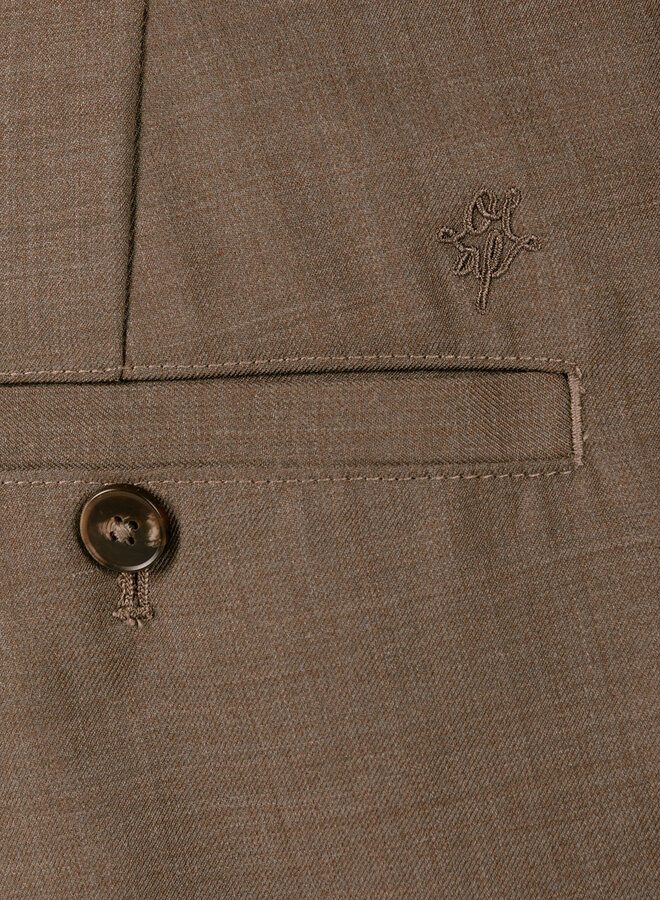 Regular Wool Pleated Pant Chocolate Chip
