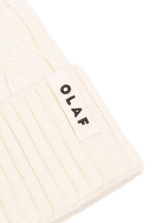 Wool Cable Knitted Beanie / Off White / Mulch