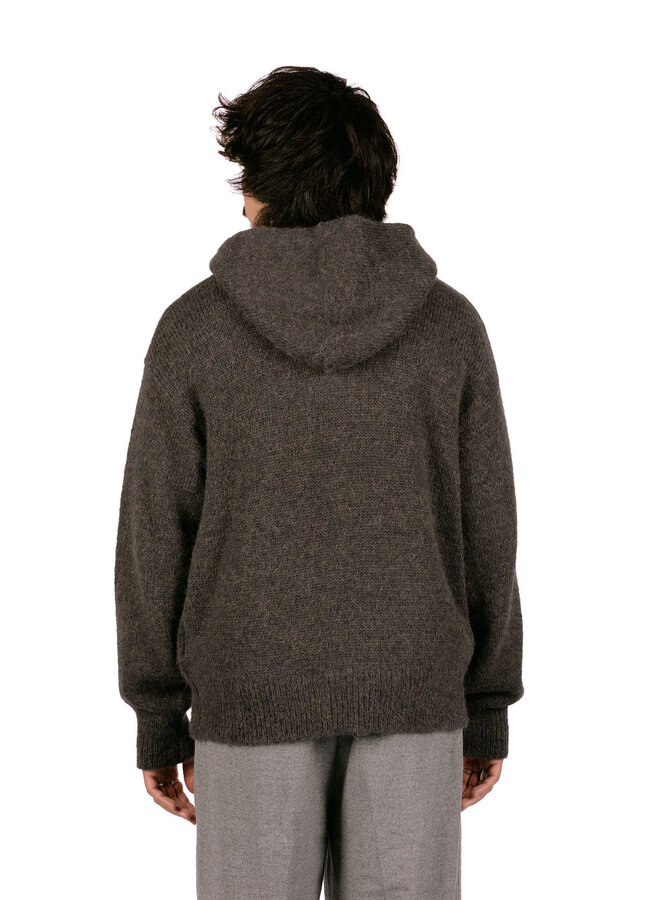Zip Knitted Hoodie Charcoal