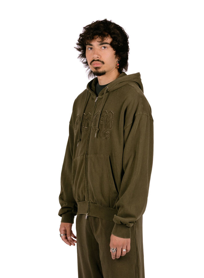Gothic Zip Hood Dusty Black Olive