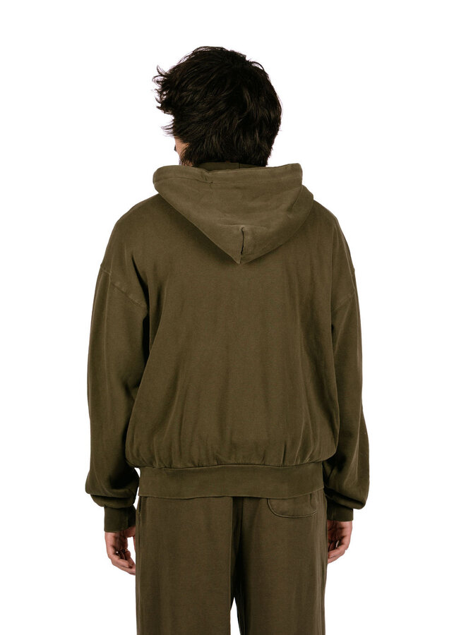 Gothic Zip Hood Dusty Black Olive