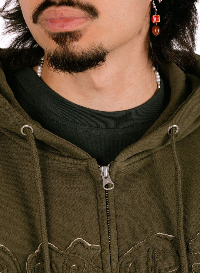 Gothic Zip Hood Dusty Black Olive