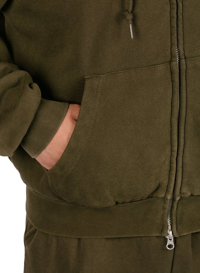 Gothic Zip Hood Dusty Black Olive