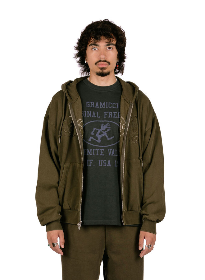 Gothic Zip Hood Dusty Black Olive