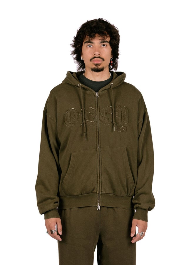 Gothic Zip Hood Dusty Black Olive