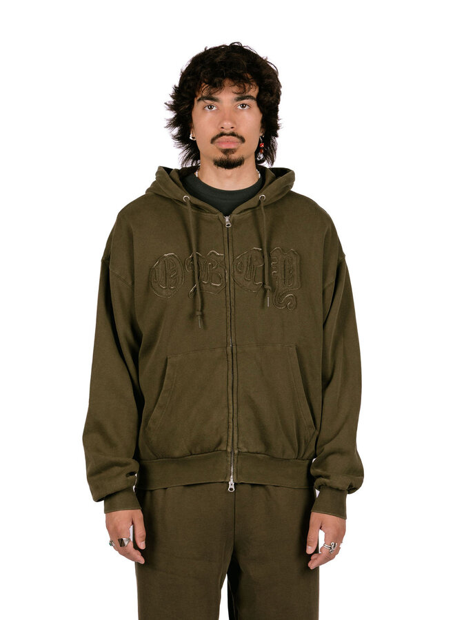 Gothic Zip Hood Dusty Black Olive