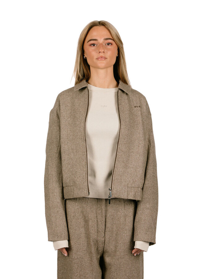 Wool Herringbone Jacket Chocolate Chip
