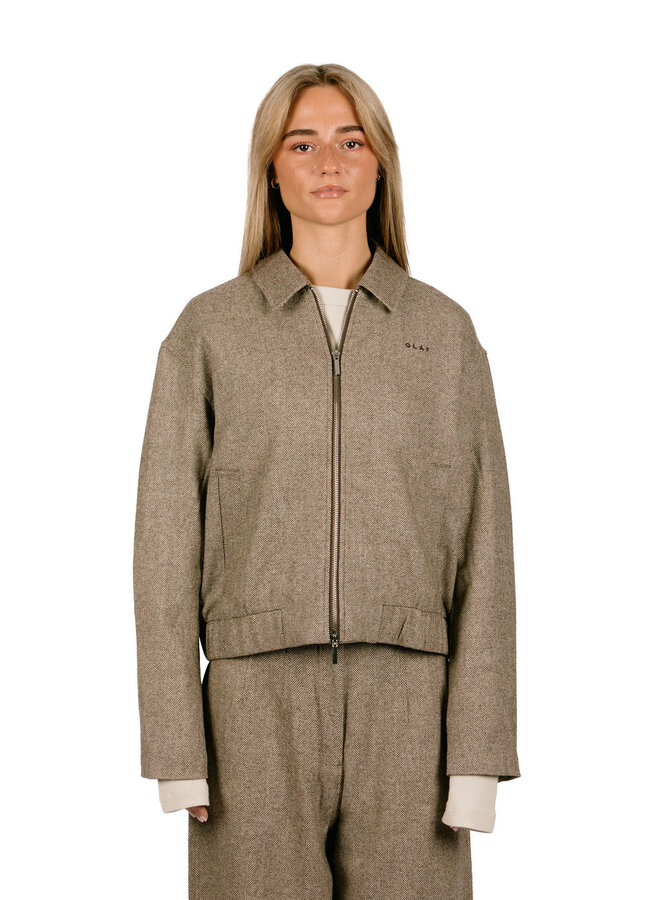 Wool Herringbone Jacket Chocolate Chip