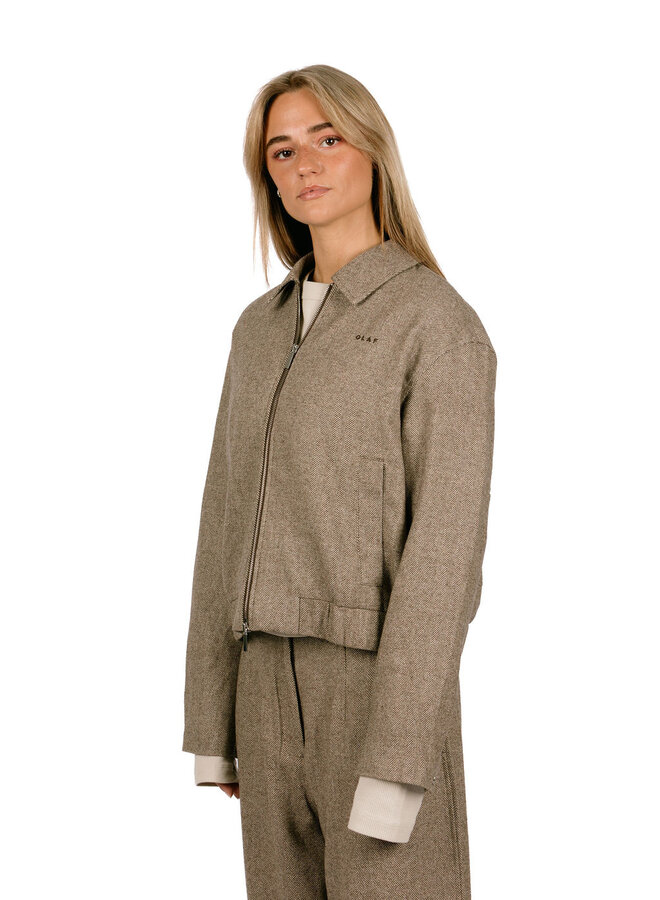 Wool Herringbone Jacket Chocolate Chip