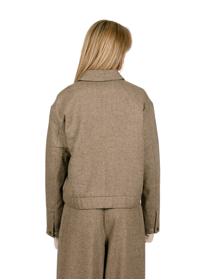 Wool Herringbone Jacket Chocolate Chip