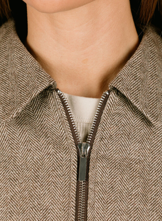 Wool Herringbone Jacket Chocolate Chip