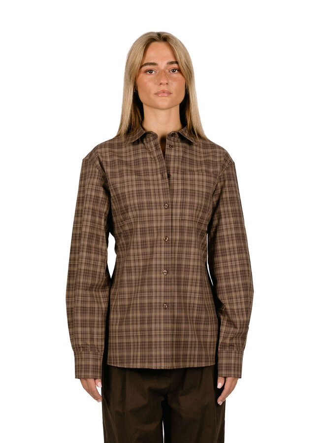 Checked Fitted Shirt Cocolate Plum