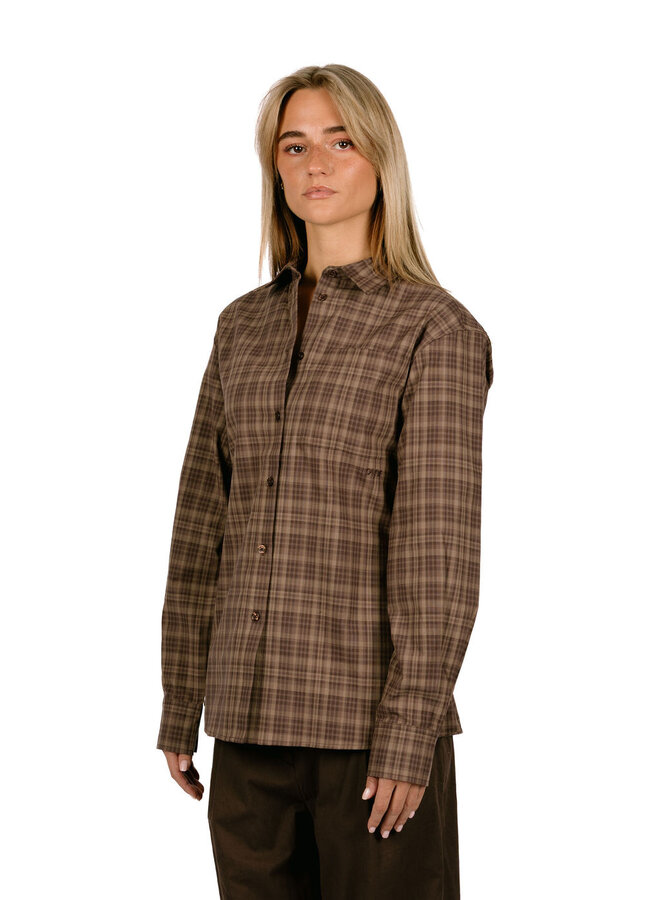 Checked Fitted Shirt Chocolate Plum