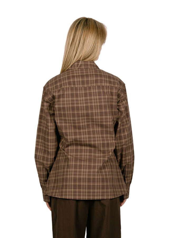 Checked Fitted Shirt Cocolate Plum