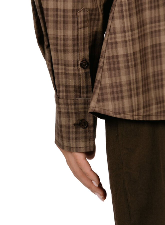 Checked Fitted Shirt Cocolate Plum