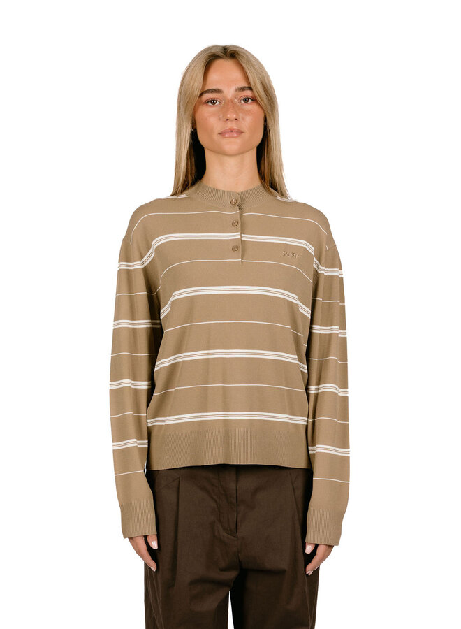 Striped Knitted Polo Chocolate Chip