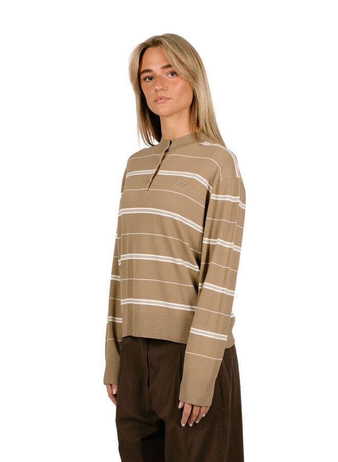 Striped Knitted Polo Chocolate Chip