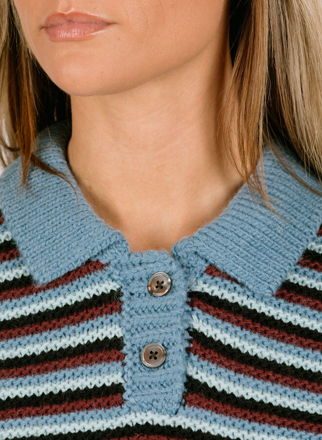 Colette Polo Sweater Coronet Blue Multi