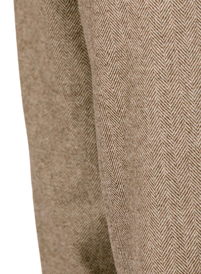Olaf Wool Herringbone Barrel Leg Pant Chocolate Chip