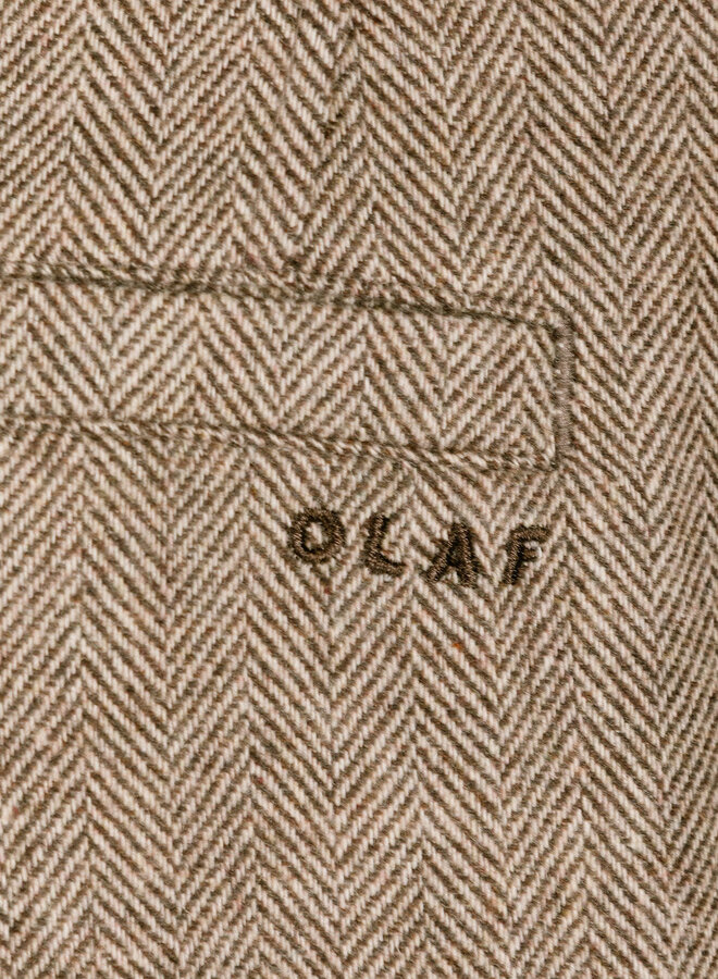 Olaf Wool Herringbone Barrel Leg Pant Chocolate Chip