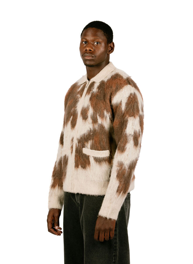 Cow Pattern Zip Sweater Cow Multi