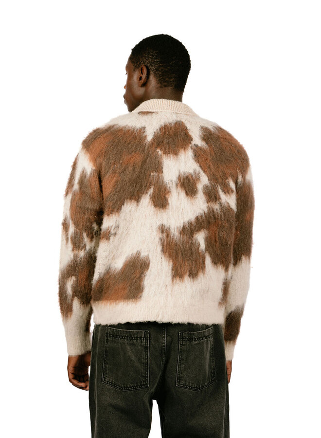 Cow Pattern Zip Sweater Cow Multi