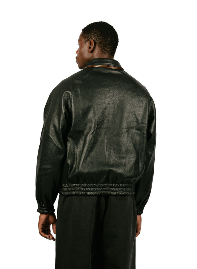 Reversible Leather Uniform Jacket Black