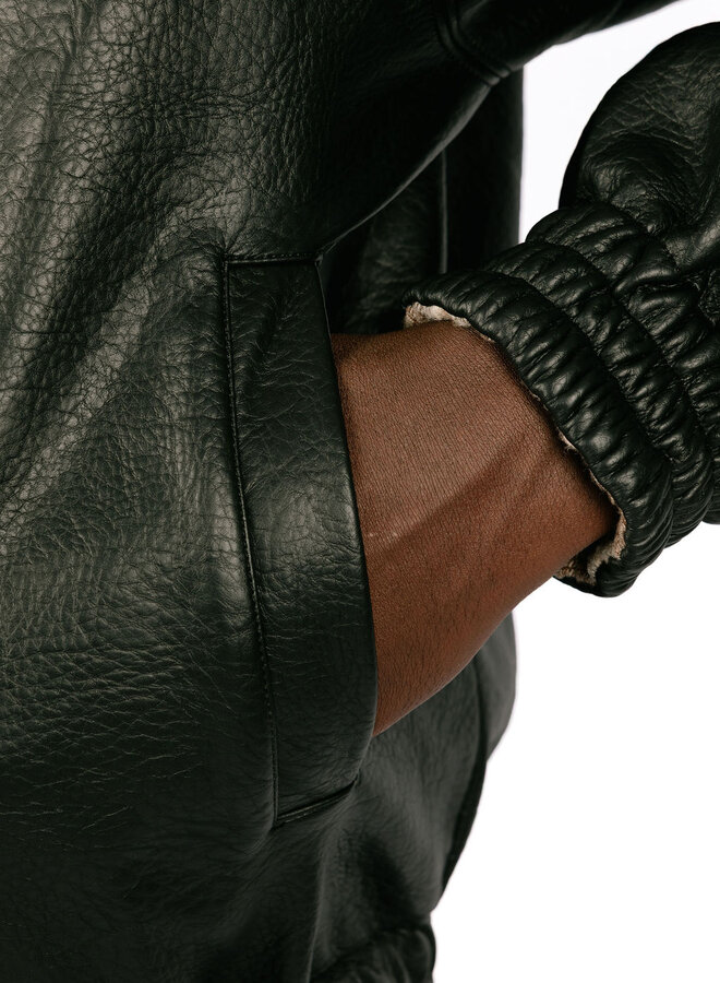 Reversible Leather Uniform Jacket Black
