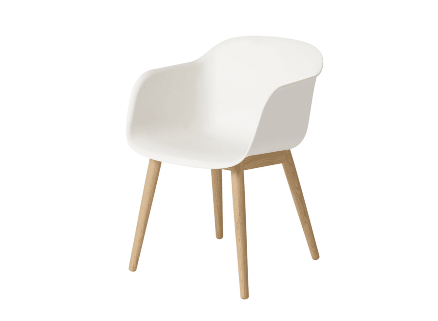 Fiber Armchair Wood Base - Natural White/Oak