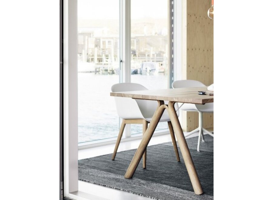 Fiber Armchair Wood Base - Natural White/Oak