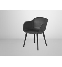 Muuto FIBER ARMCHAIR / WOOD BASE / NORMAL SHELL - Black/Black