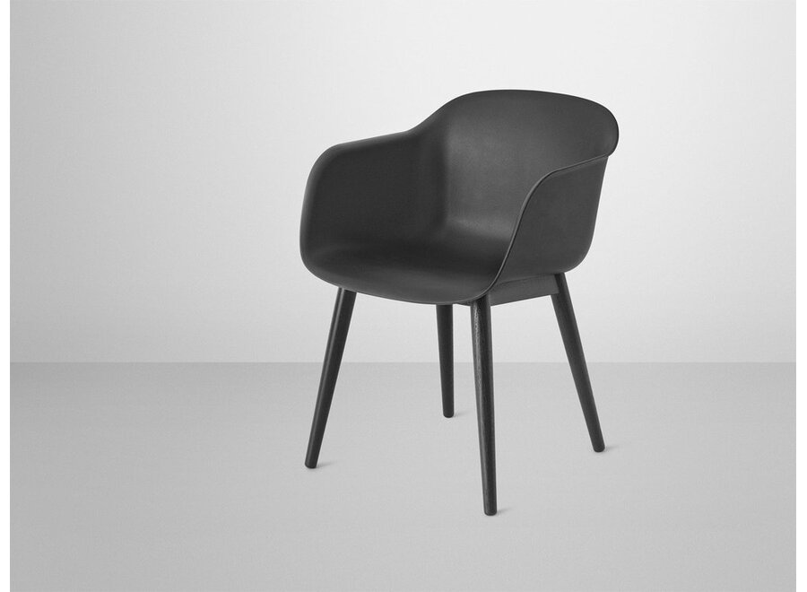 FIBER ARMCHAIR / WOOD BASE / NORMAL SHELL - Black/Black