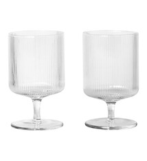 Ferm Living Ripple Wine Glasses (Set of 2) - Clear