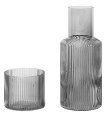 Ferm Living Ripple Small Carafe Set - Smoked Grey