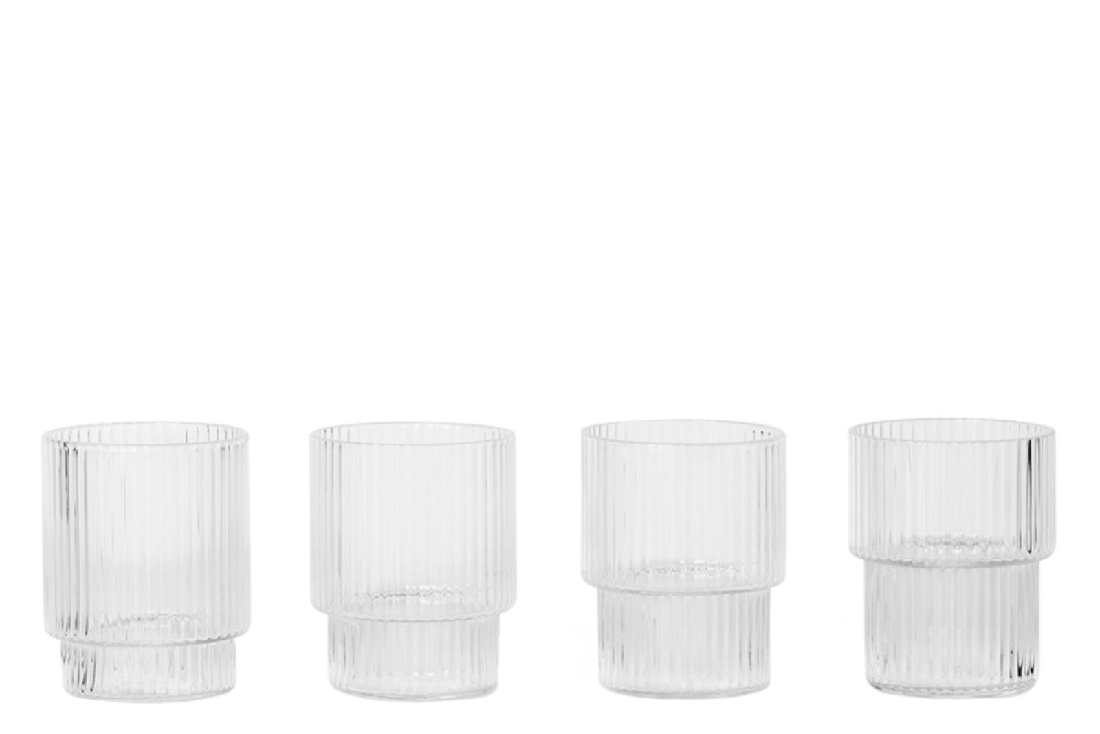 Ferm Living Ripple Small Glasses  (set of 4) - h6cm - Clear