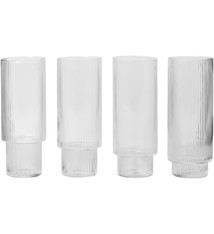 Ferm Living Ripple Long Drink Glasses (Set of 4) // clear