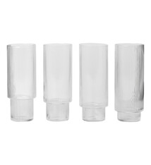 Ferm Living Ripple Long Drink Glasses (Set of 4) // clear