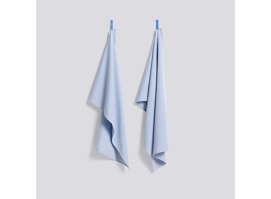 TEA TOWEL / CHECK 2 PCS LIGHT BLUE
