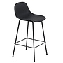 Fiber Counter Stool Without Backrest / Tube Base (sh: 65cm) - Black/Anthracite Black (recycled plastic)