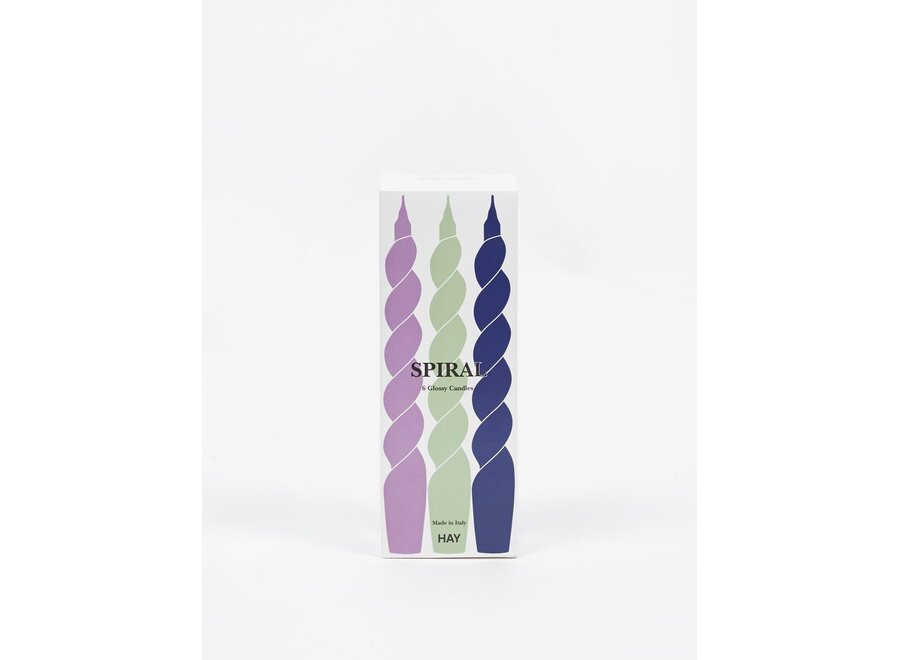Candle Spiral - set of 6 - lilac/mint/midnight blue