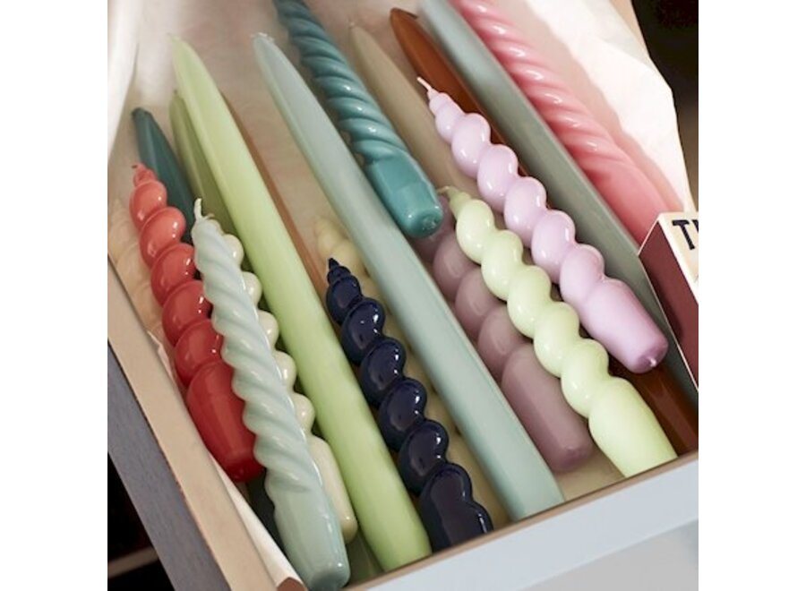 Candle Spiral - set of 6 - lilac/mint/midnight blue