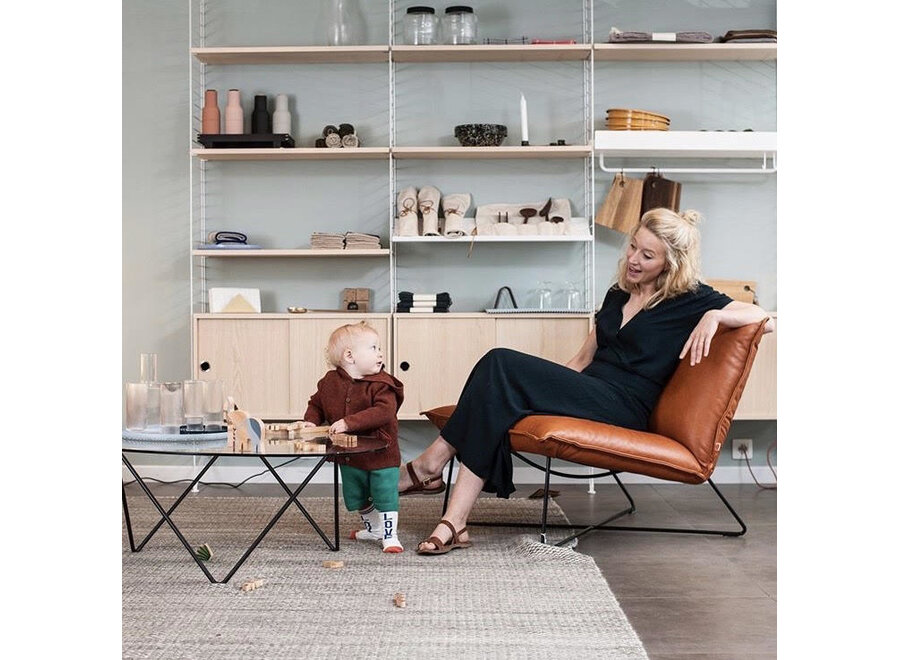 Jess - Earl Lounge - lage rug/zonder arm/zwarte poten - Luxor / Cognac