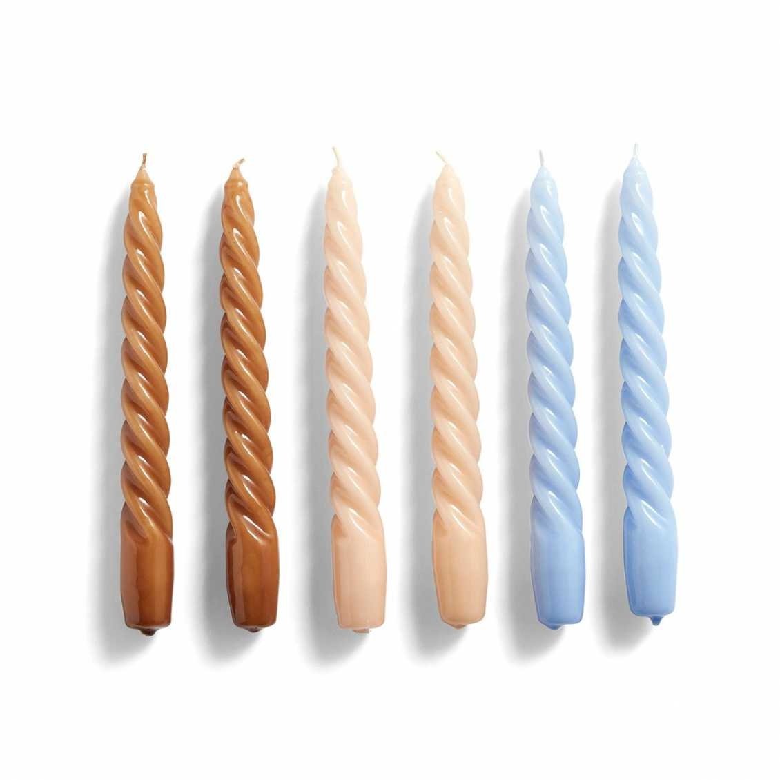HAY Candle twisted - set of six - Caramel/Peach/Lavender