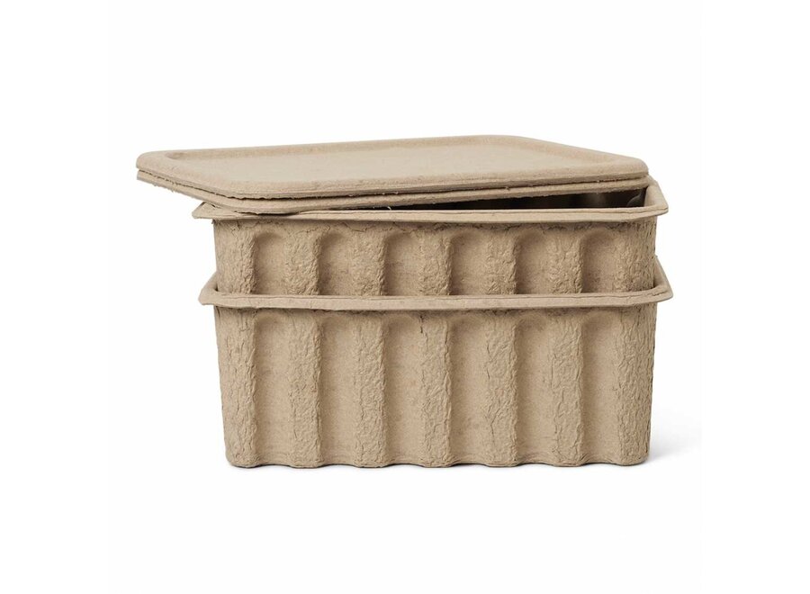 Paper Pulp Box Small - set of 2 - brown