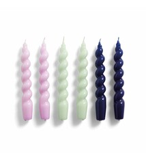 HAY Candle Spiral - set of 6 - lilac/mint/midnight blue