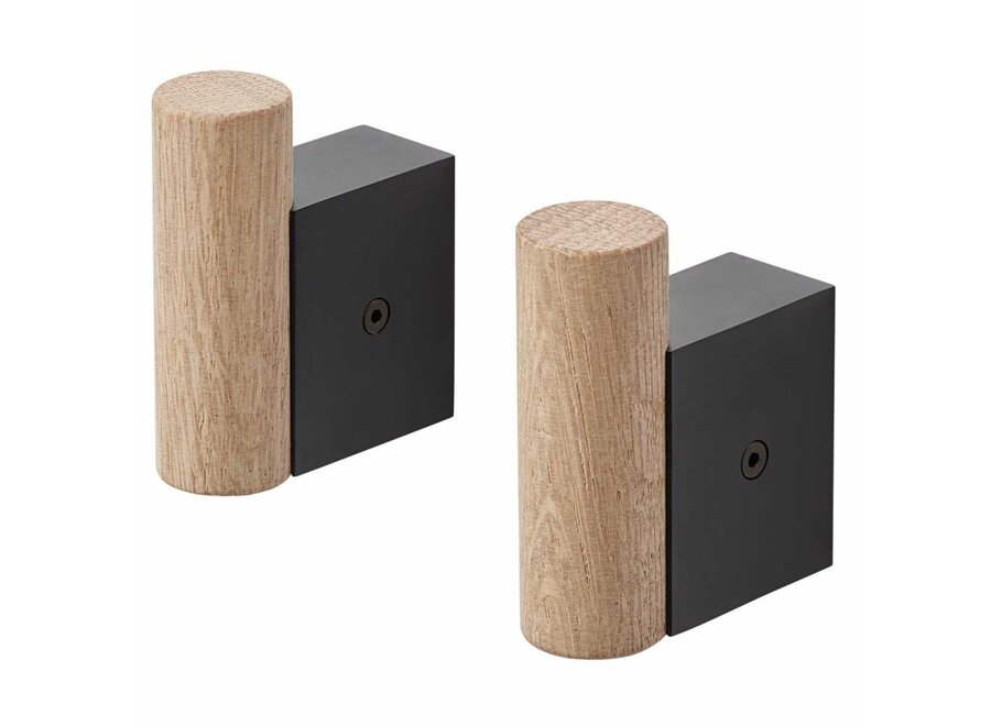 Attach Coat Hook (set of 2) - oak/black